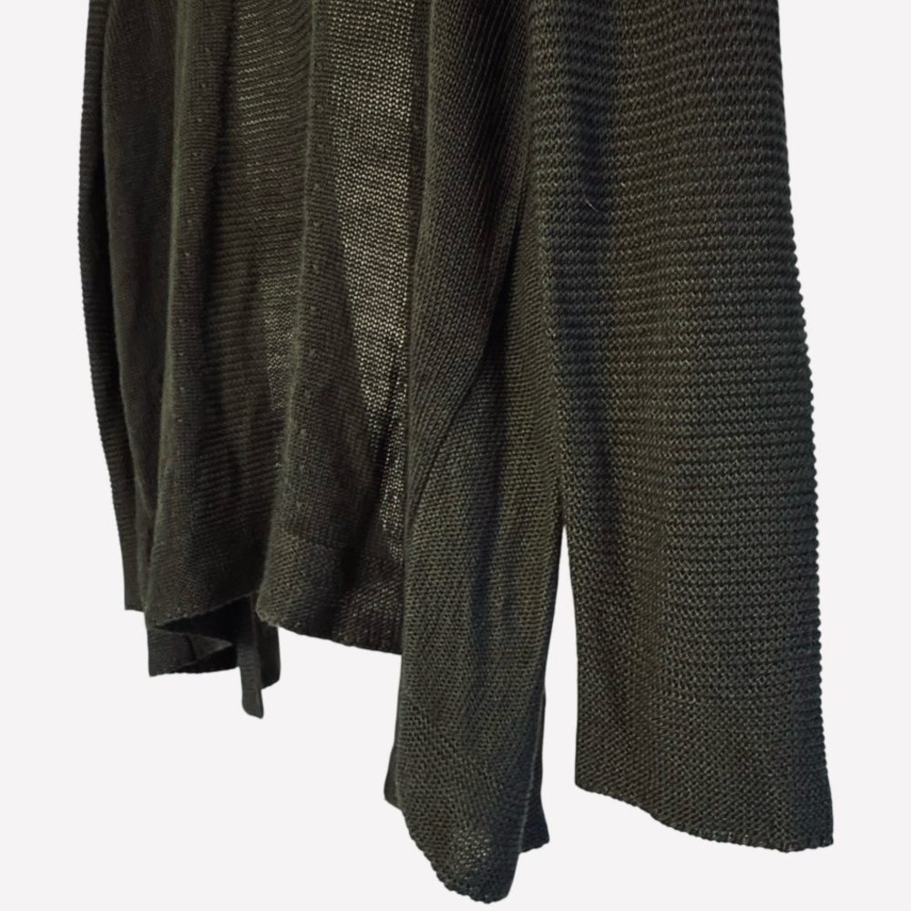 Worthington XL Lightweight Dark Olive Green Open Front Knit Cardigan Sweater - Picture 5 of 10